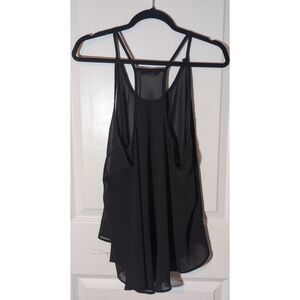 Deb Black Sheer Chiffon Racerback Tank Top Women’s 2XL Flowy